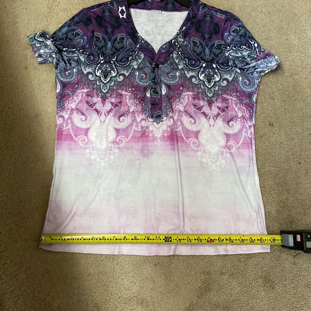 New Purple and Blue Graphic Polo T-Shirt - Picture 6 of 12